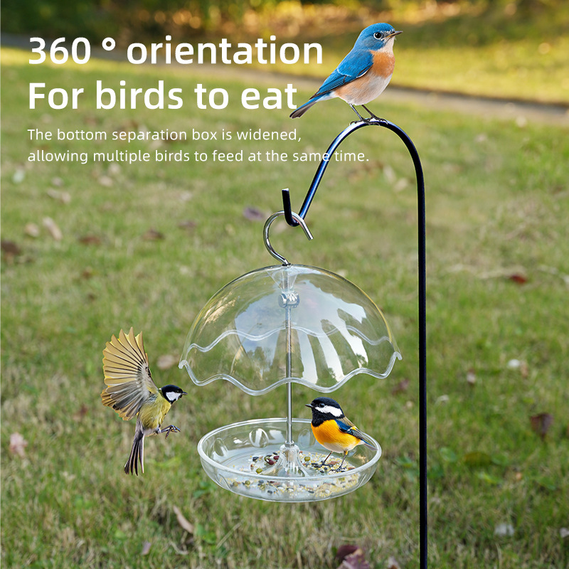 Weatherproof bird feeding station in umbrella design