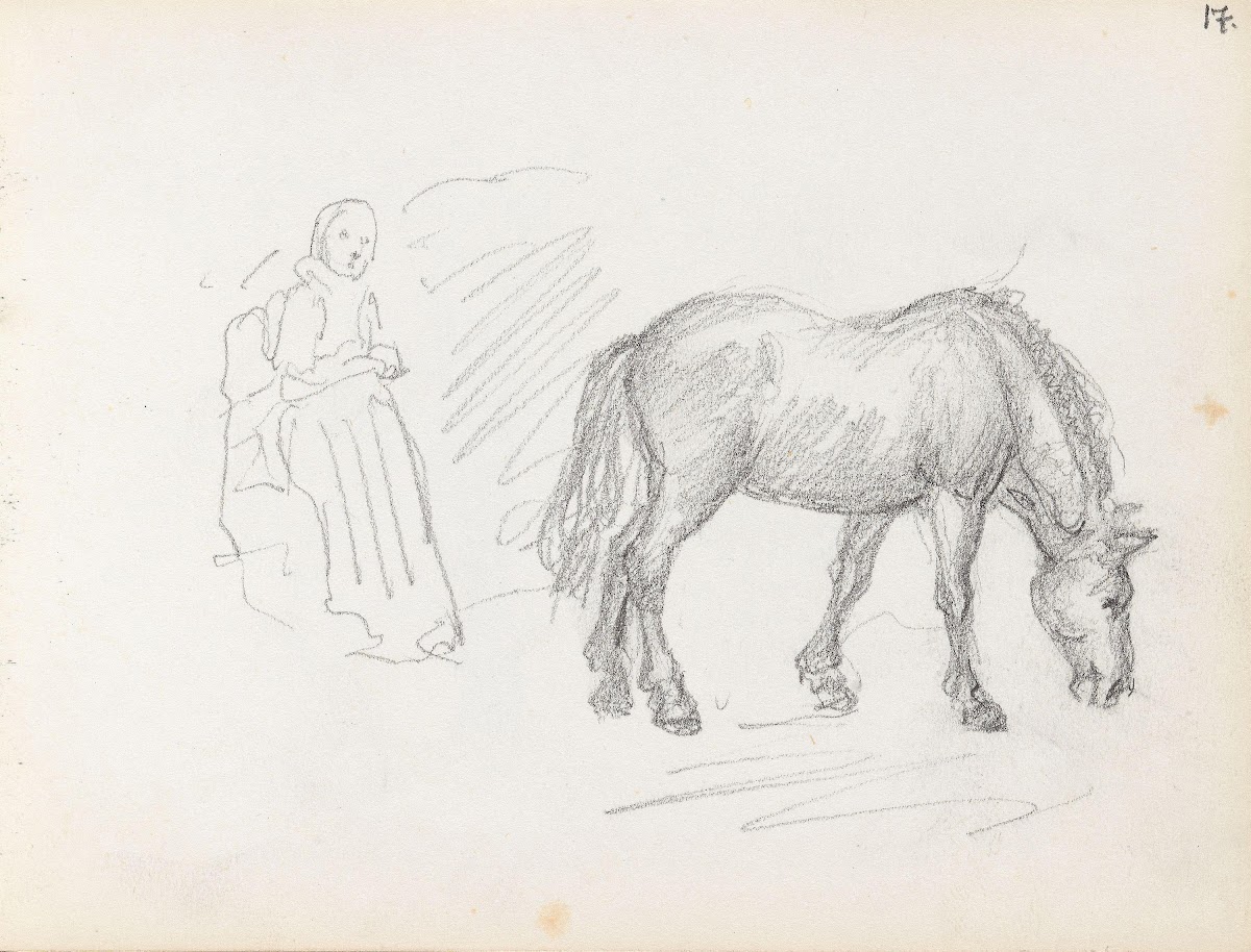 Female figure and horse between 1865 and 1872