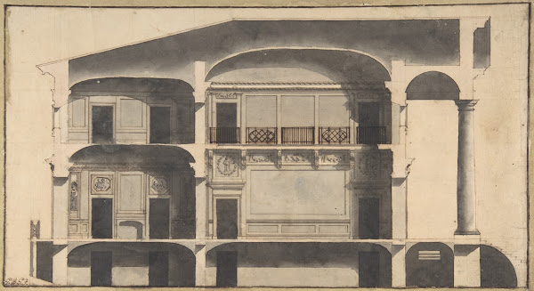 Section of a House with Portico Seen at Right 17501850