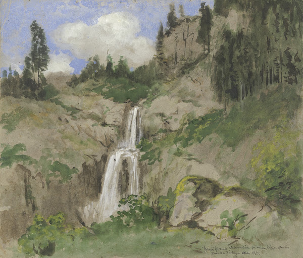 Landschaft mit Wasserfall Dekoration zu einem Puppentheater 1870