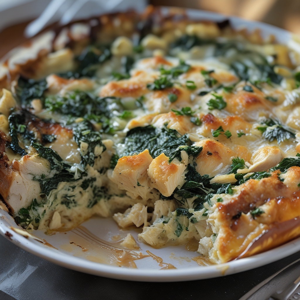 Chicken and Spinach Casserole with Cream Cheese - Easy & Comforting Family Dinner finished