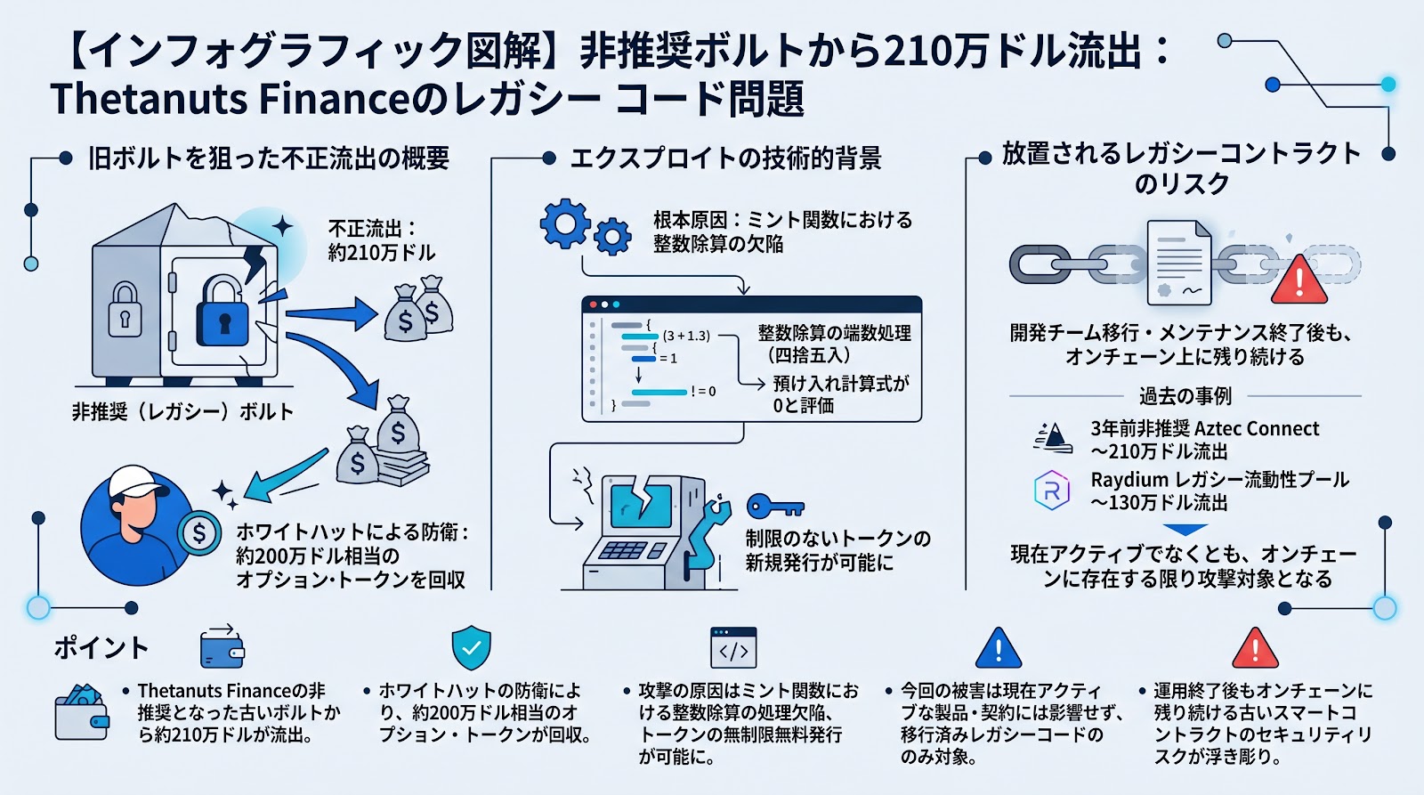 非推奨のThetanuts Finance古いボルトから210万ドルが流出、レガシーコードの安全性が課題に