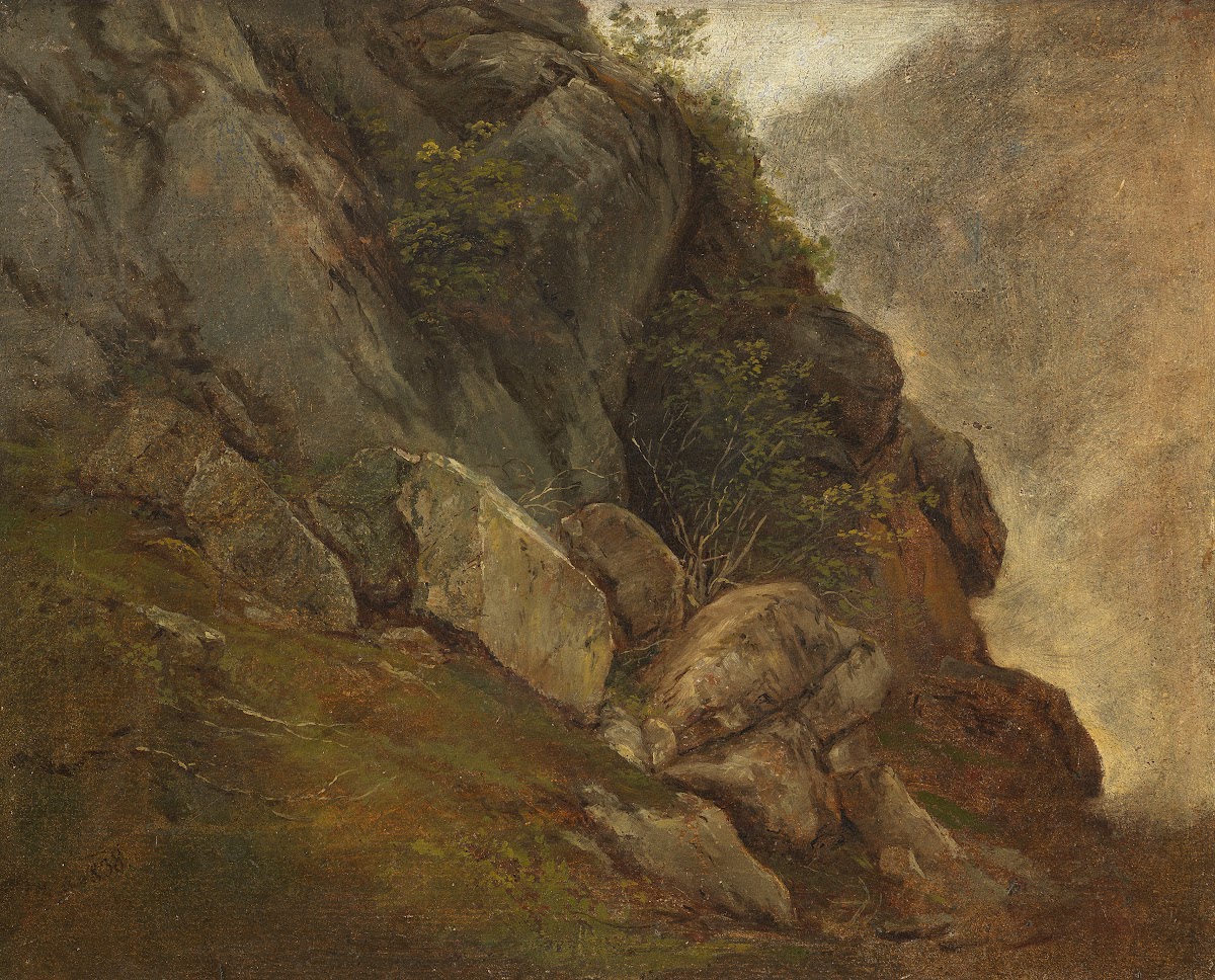 Zugeschrieben  Naturstudie einer Felswand Ca 1838