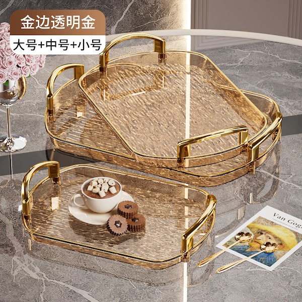 Luxury Plastic Tray with Gold Handle