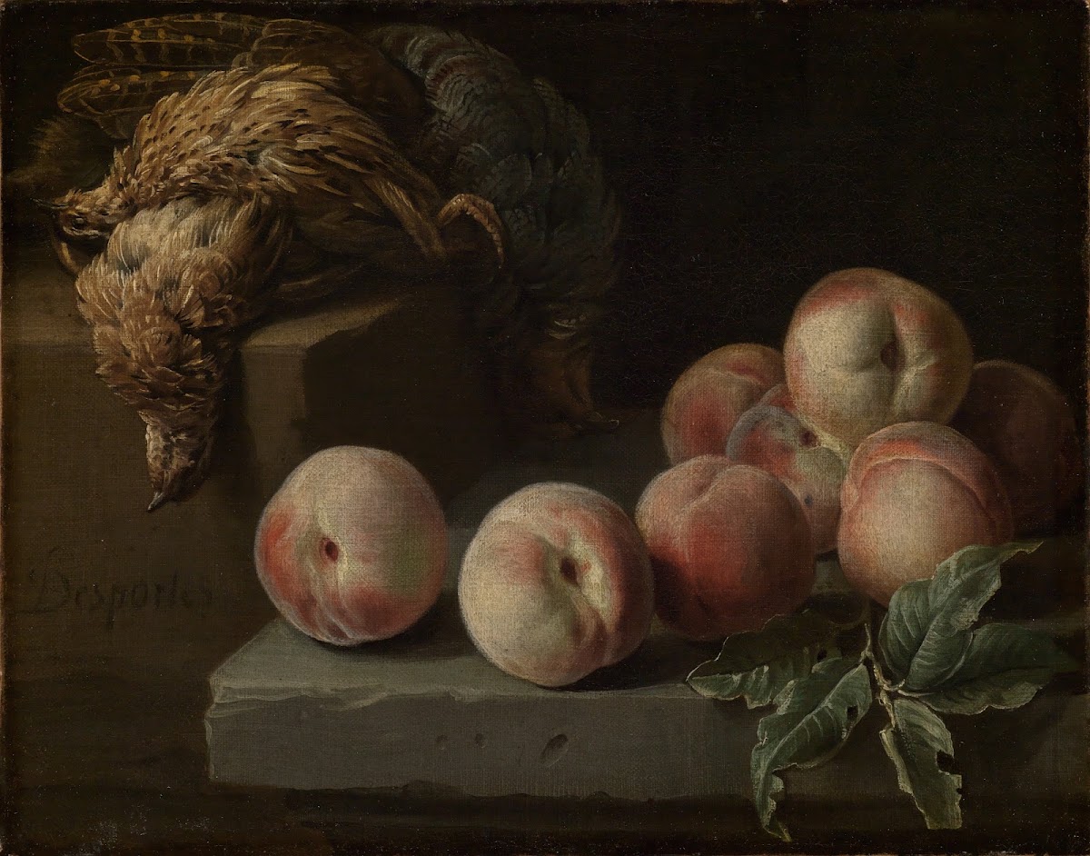 Still life with peaches and partridge 1716