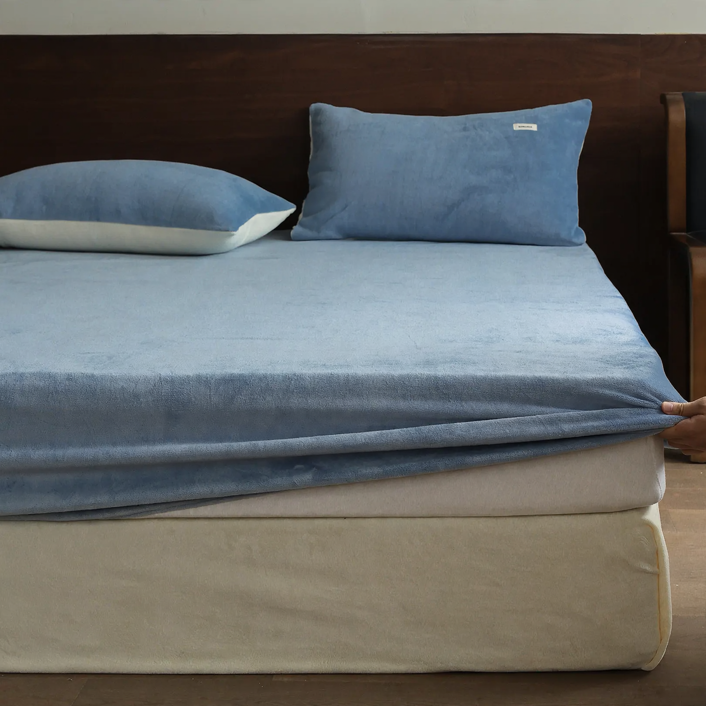 Milk Fiber Fitted Sheet with Elastic, Winter