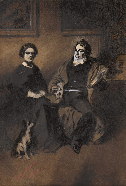Portrait of the actor Frédérick Lemaître with his wife and dog 1859