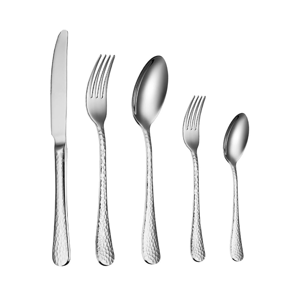 Set de cubiertos de acero inoxidable Kasablanka™ diseño texturizado, 20 piezas