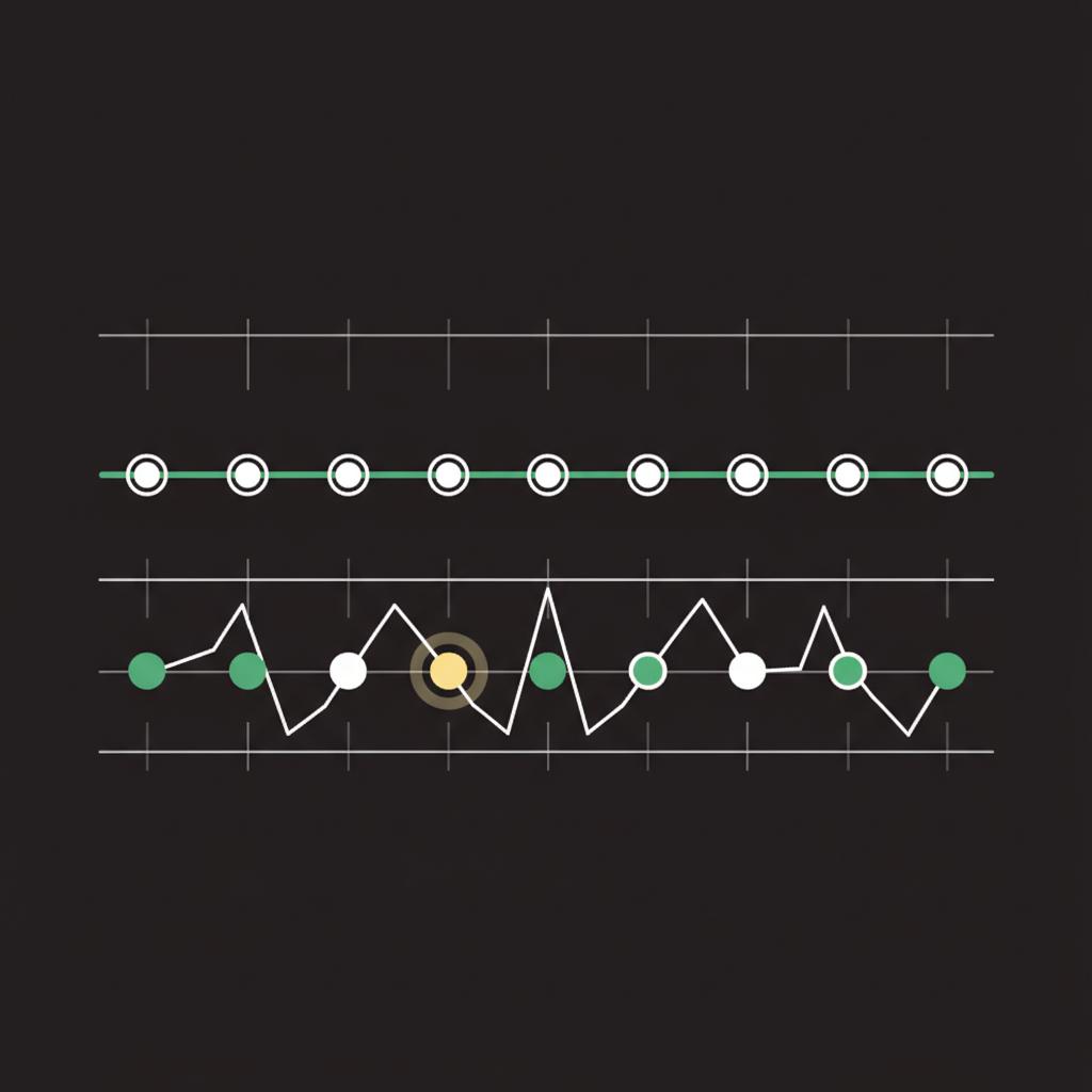 Minimalist 2D vector diagram comparing steady withdrawals and variable withdrawals with an early market drop highlighted in accent color how to start an etf