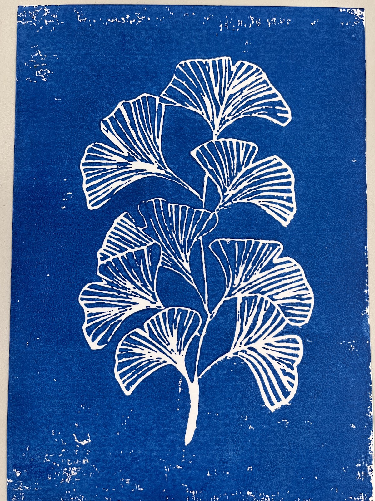 Ginkgo leaf lino print