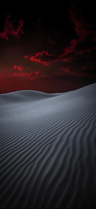Ominous Red Sky Over White Sand Desert Dunes Landscape