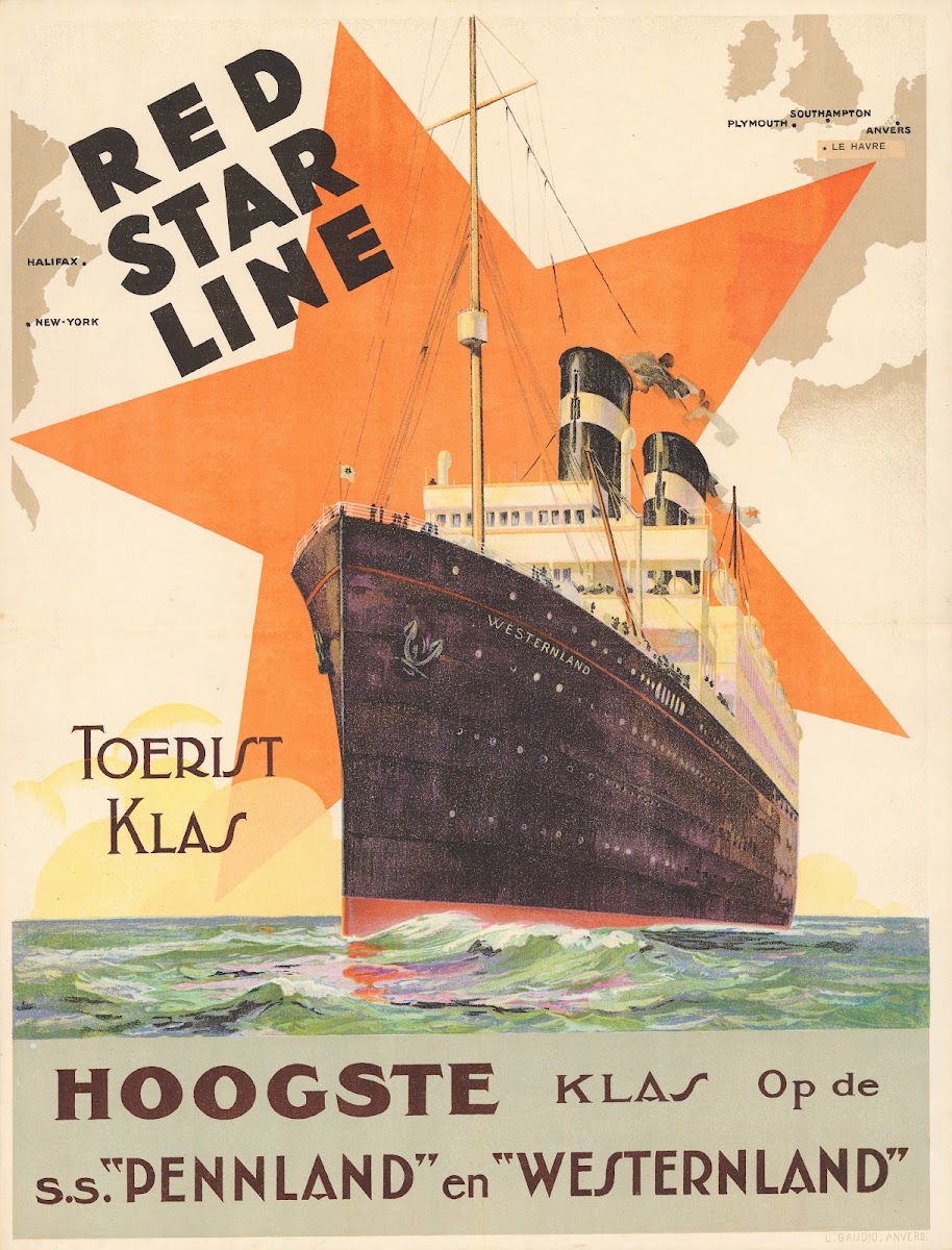 Red Star Line Toerist Klas Hoogste Klas Op De Ss Pennland En Westernland 1930