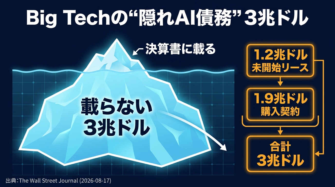 Big Techの「隠れAI債務」3兆ドル — WSJが暴いた未開始リース1.2兆ドルと購入契約1.9兆ドル