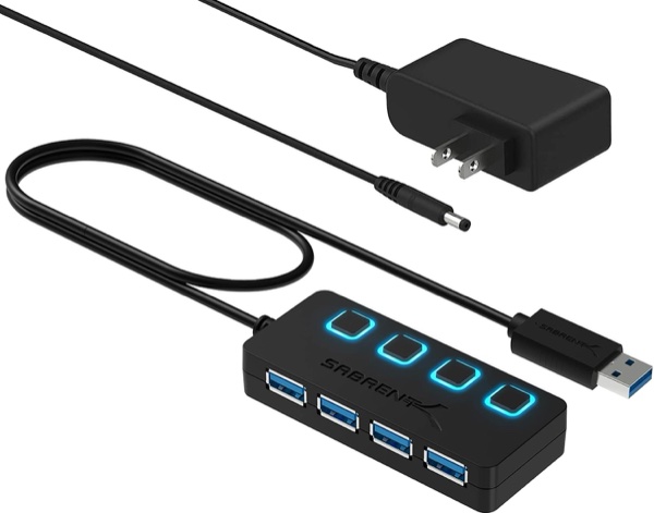 Sabrent Hub USB 3.0 de 4 Puertos con Interruptores Individuales