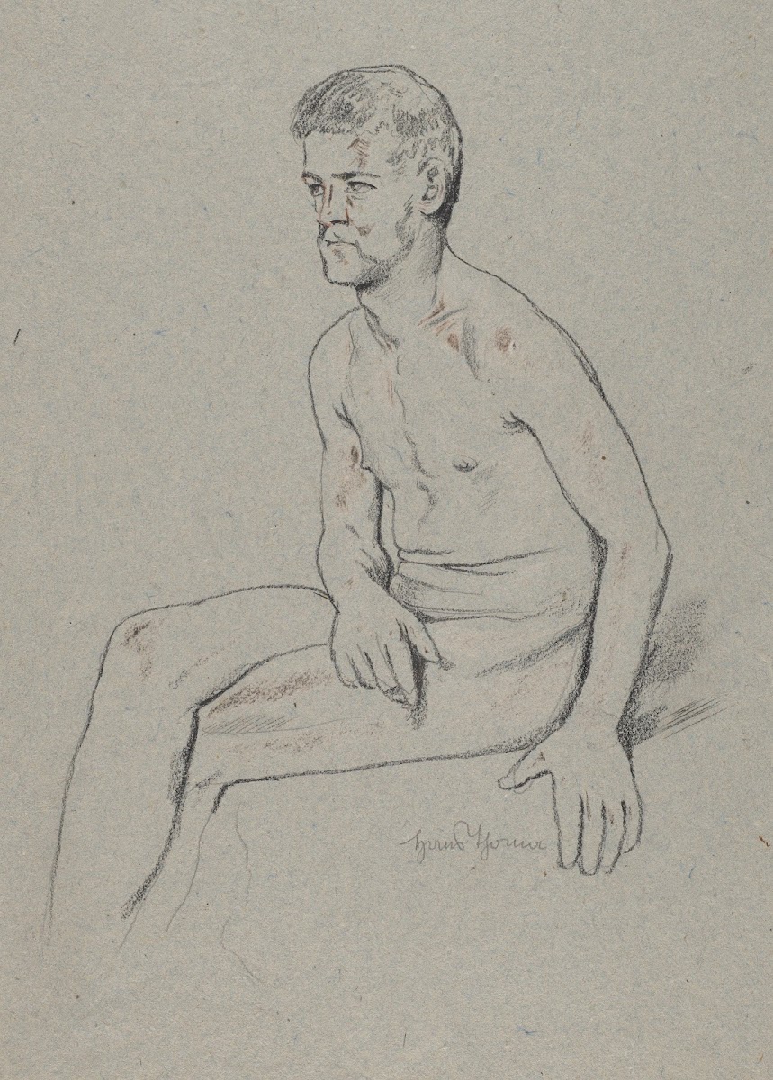 Nude Male Sitting with Legs Crossed 1860   1880