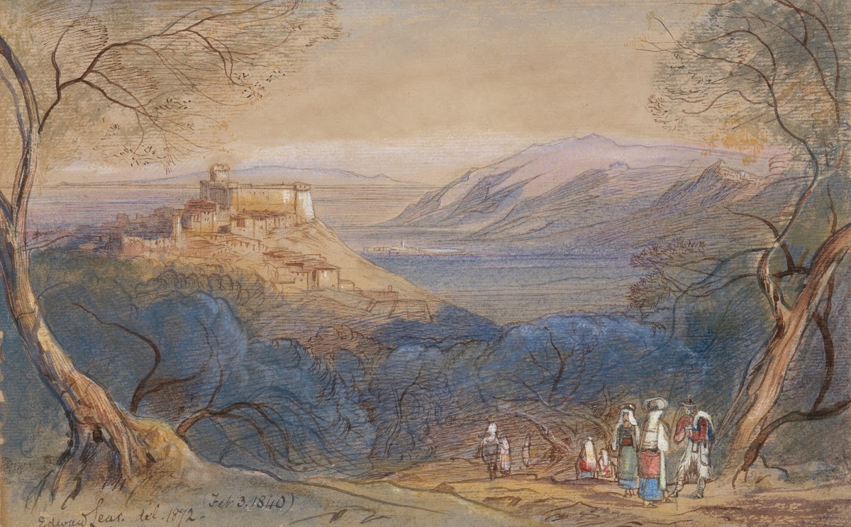 View of the Castello Caetani and the hill town of Sermoneta Lazio Italy 1840