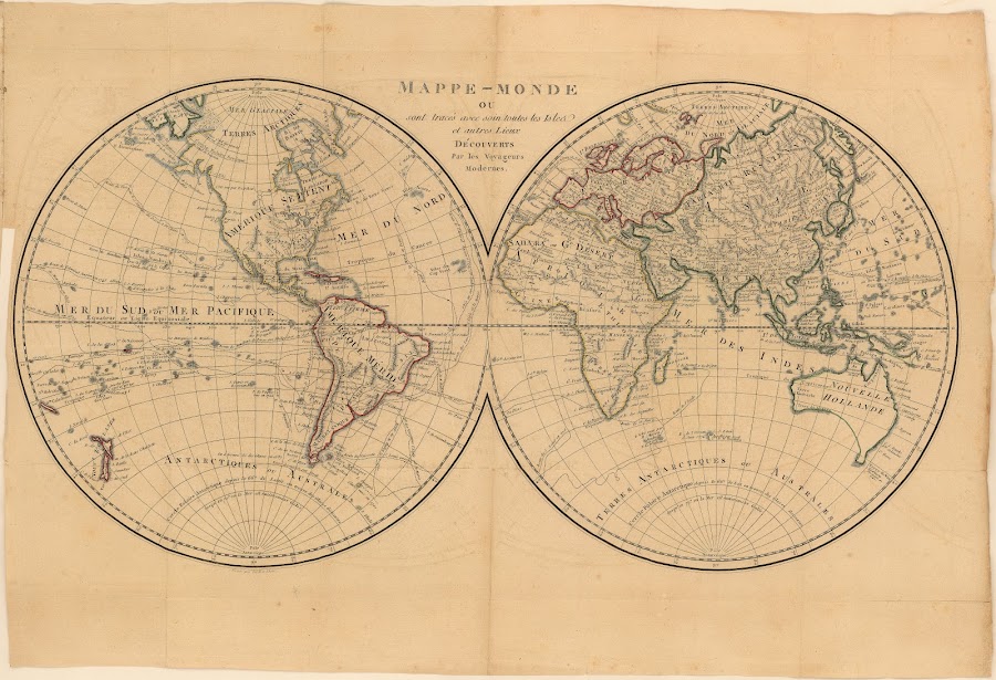 1800_Mappe-Monde ou sont tracés avec soin toutes les Isles et autres Lieux découverts Par les Voyageurs Modernes