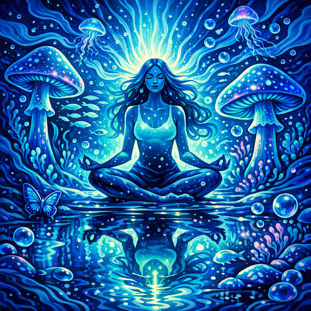psilocybin eating disorders modern, creative depiction of expressive healing and lifestyle freedom