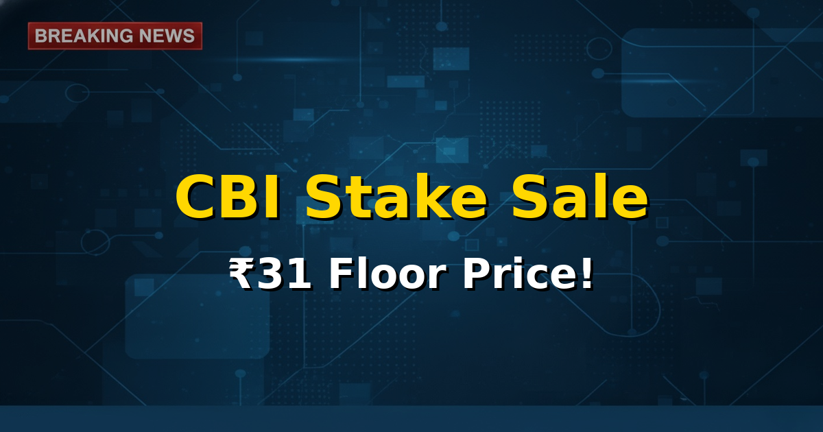 Illustration of a bull and bear market with the Central Bank of India logo, representing the Offer for Sale