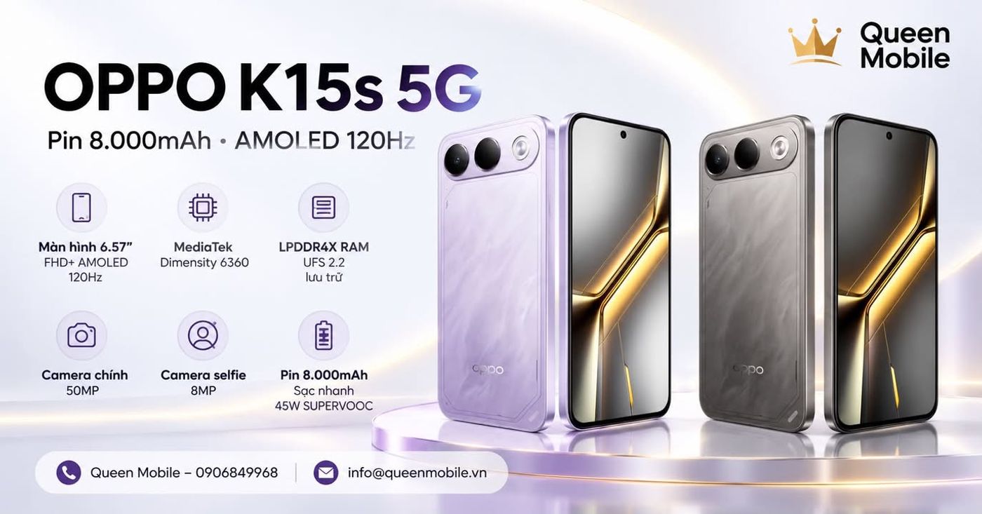 OPPO K15s 5G chính thức mở bán với pin 8.000mAh, màn hình AMOLED 120Hz và khả năng kháng nước IP69K #OPPO #OPPOK15s #OPPOK15s5G #OPPOK15x #OPPOK15Series #Dimensity6360MAX #MediaTek