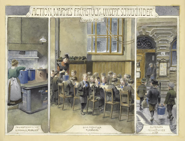 Action warmes Frühstück für Unsere Schulkinder Kriegsjahr 1916 17 1917