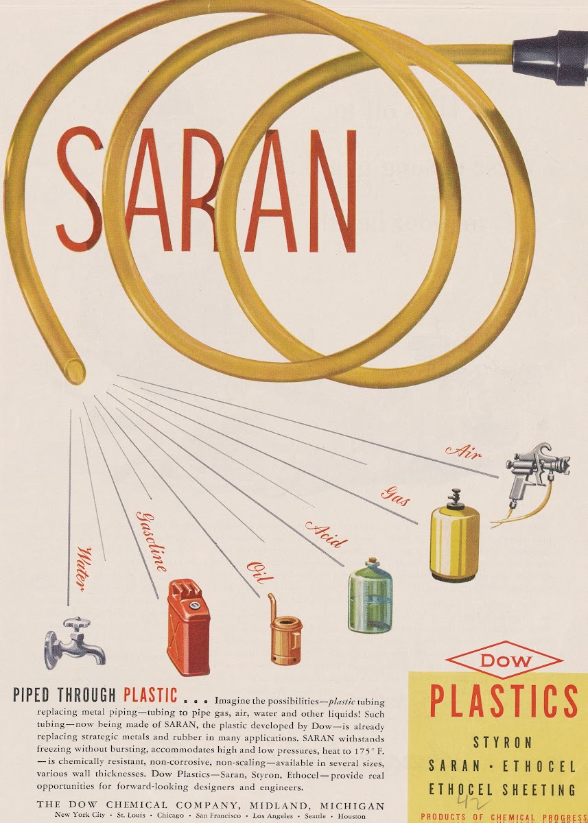 Saran Piped Through Plastic Circa 1942