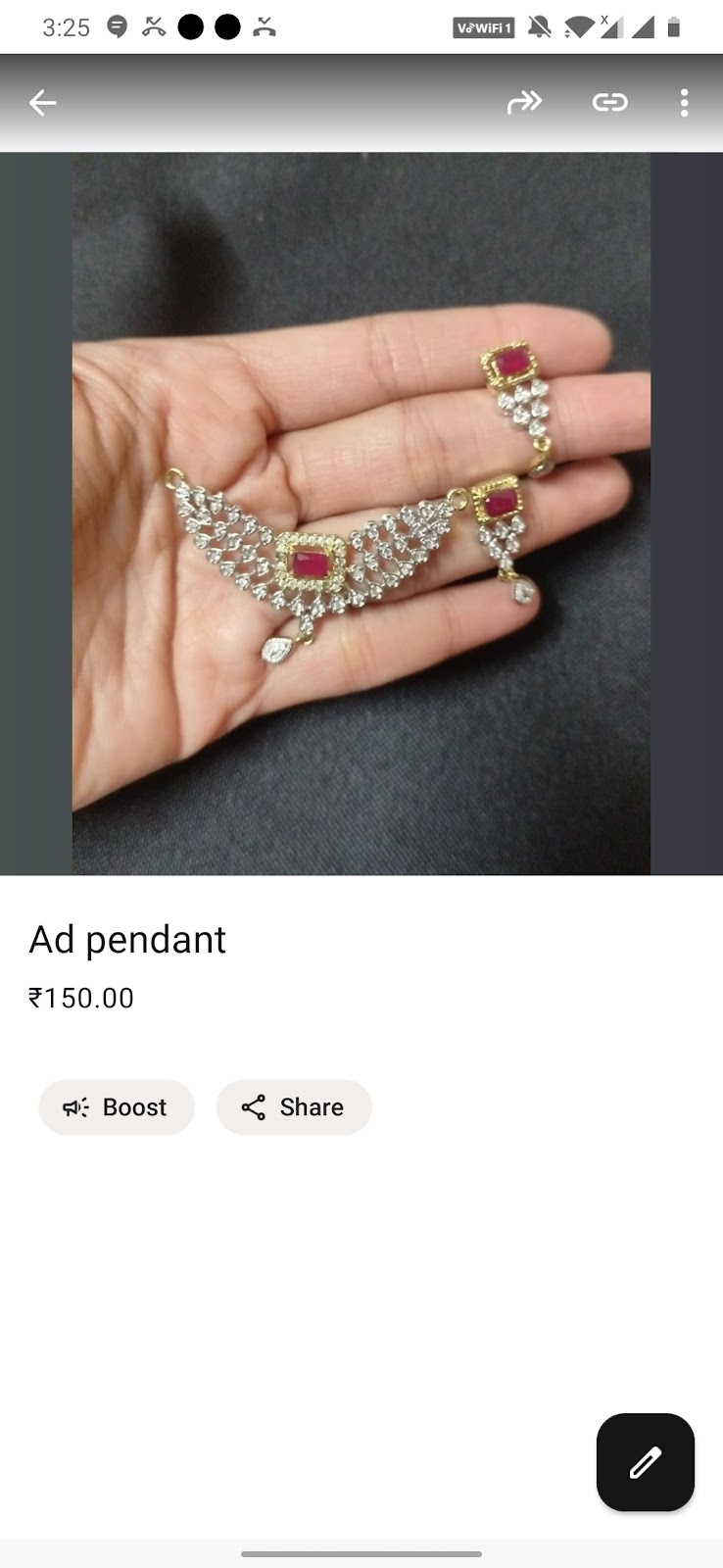 American diamond pedent with earring rr