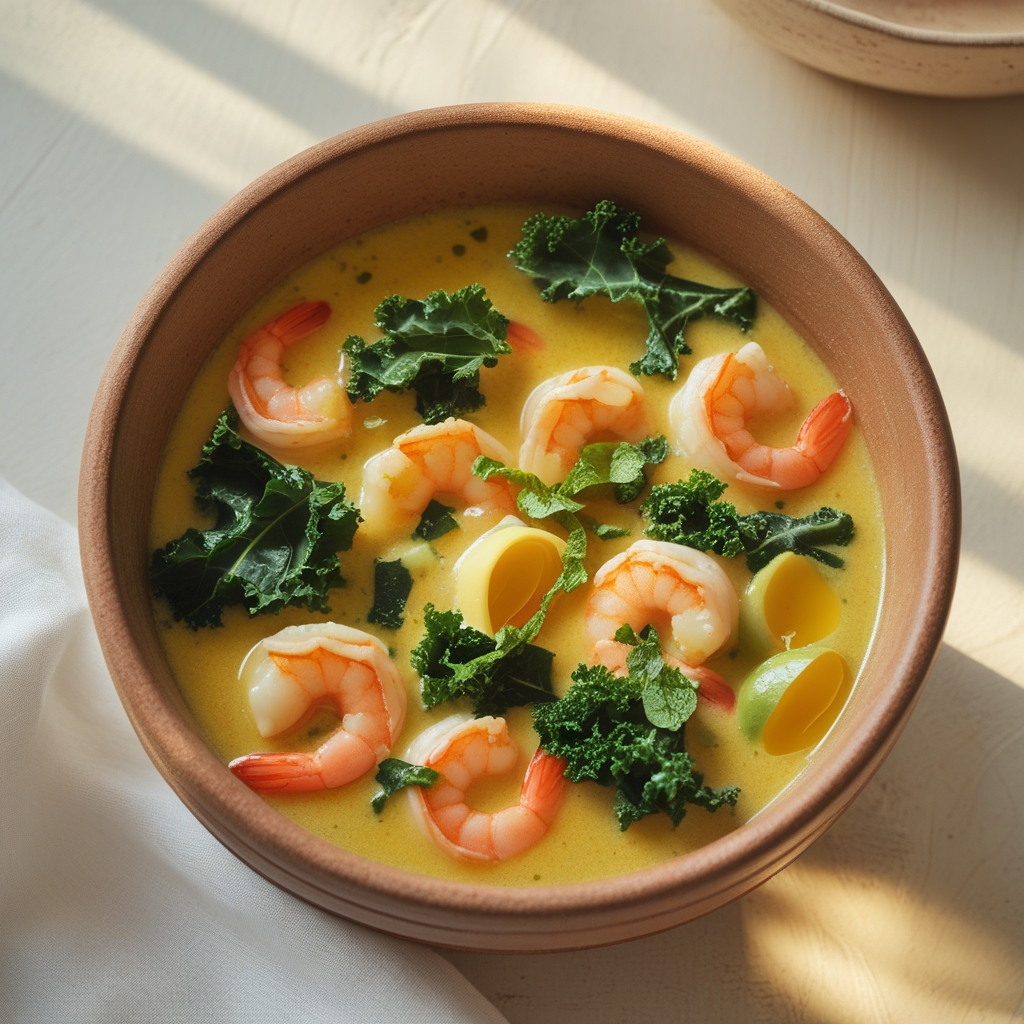 Sizzling Coconut Curry Shrimp Eggdrop Soup