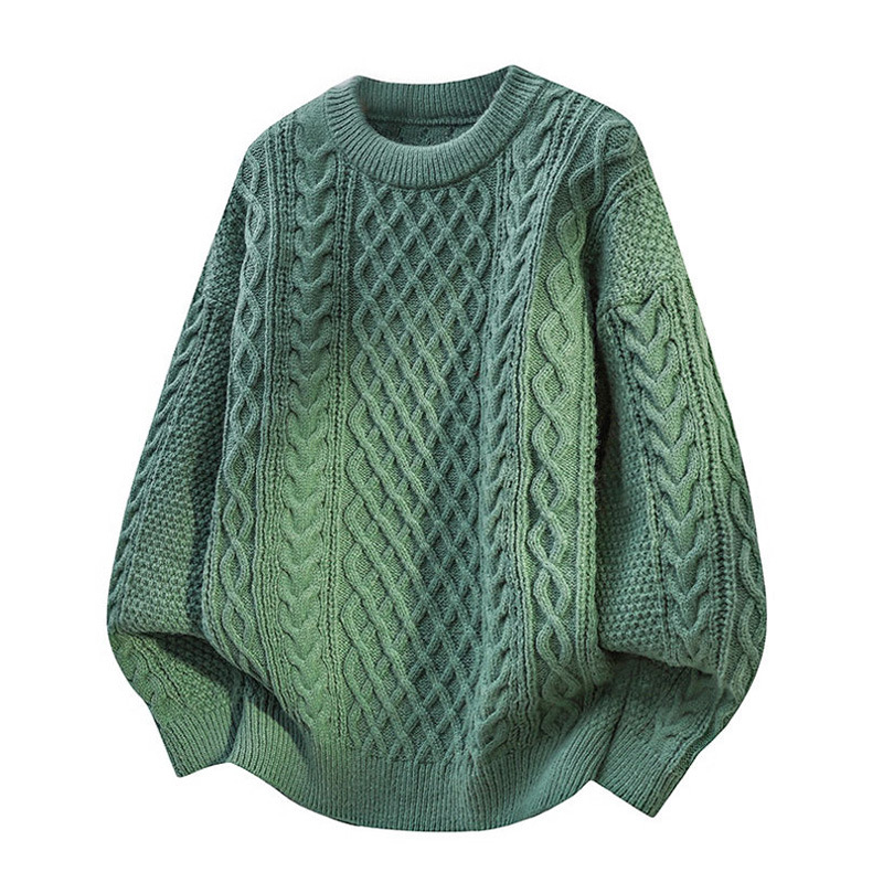 Men's Knitted Sweater with Cable Pattern