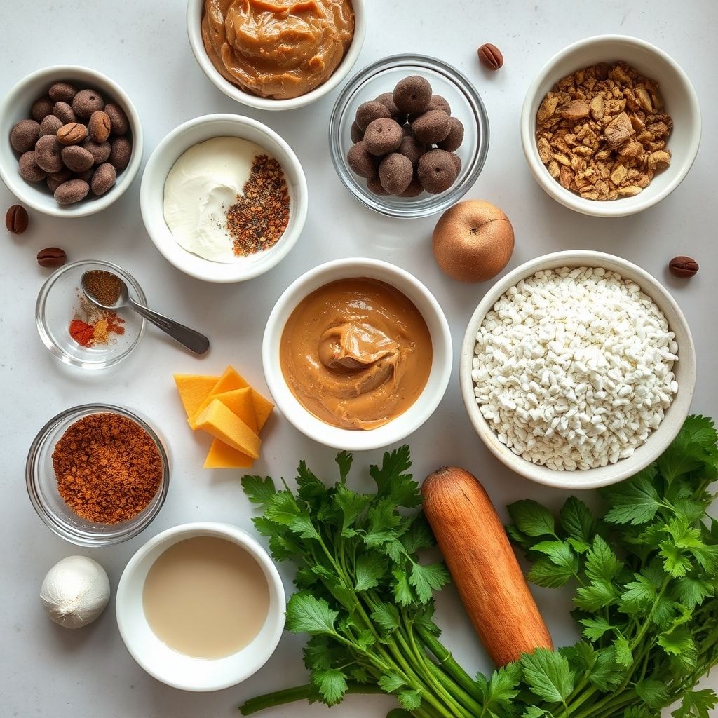 Ingredients for No-Bake Chocolate Peanut Butter Protein Balls – Easy 15-Minute Energy Snack