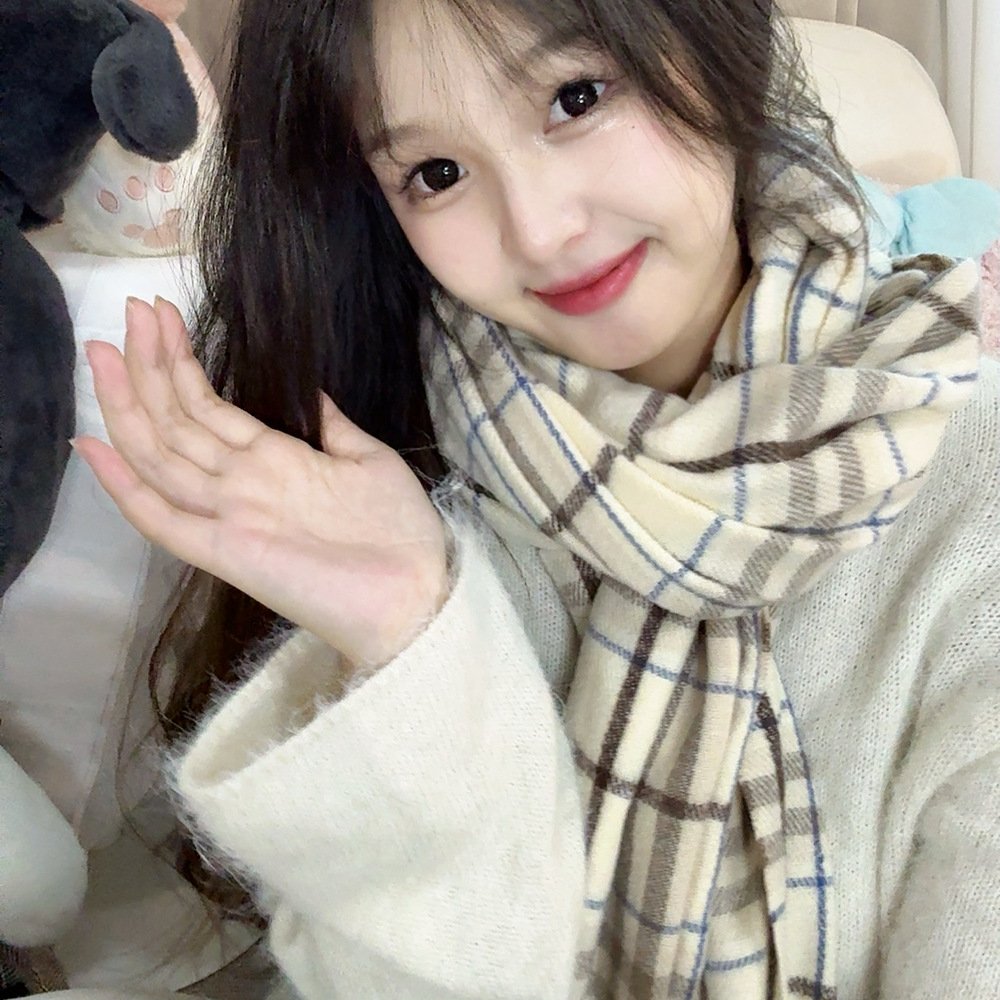 Checkered winter scarf in college style