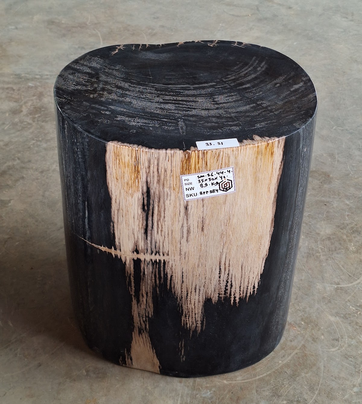 STOOL FULL POLISH — SKU PJA.33.31 | Petrified Wood by PJ Antique Bali