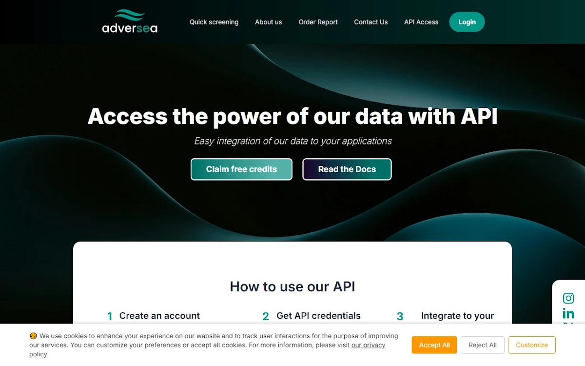 Captura de adversea.com