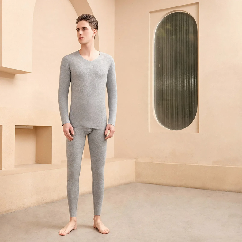 Couples Thermal Underwear Set, V-Neck, Lined