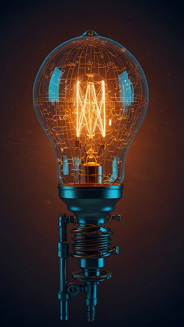 Glowing Filament Light Bulb with Circuit Patterns - Free mobile Wallpaper