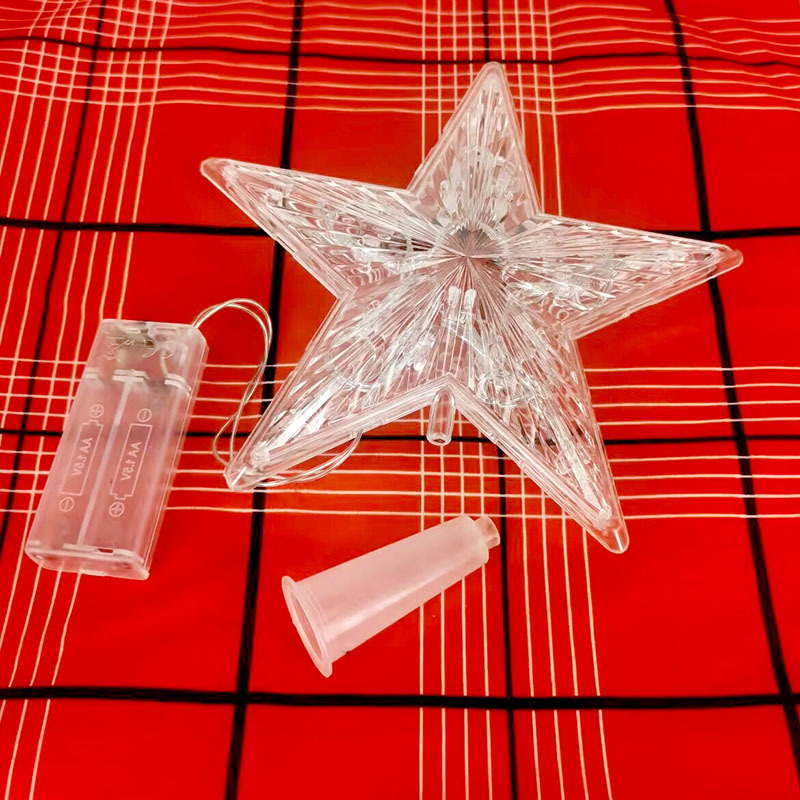 Transparenter LED-Weihnachtsbaum-Spitzenstern, batteriebetrieben