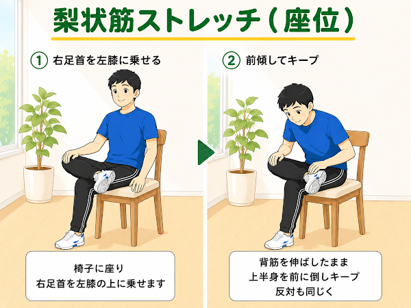 梨状筋ストレッチ（座位）