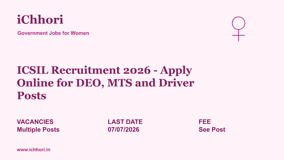 ICSIL Recruitment 2026 - Apply Online for DEO, MTS and Driver Posts - iChhori
