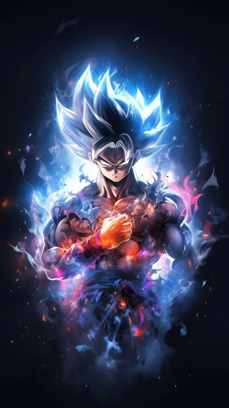 Ultra Instinct Goku Energy Aura - Digital Anime Art iPhone Wallpaper (736x1308)