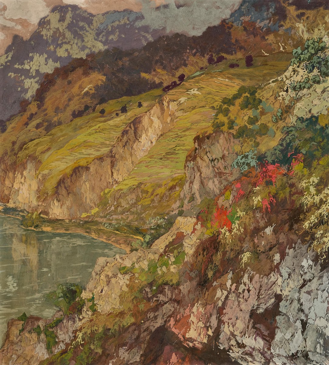 Alpine lake and Alpine rose
