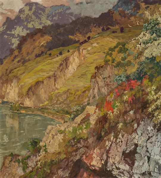 Alpine lake and Alpine rose