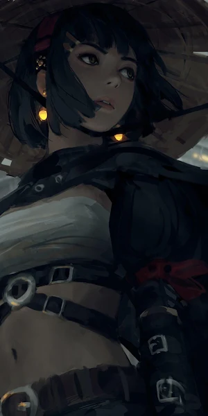 Samurai, Women, Fantasy Girl, Fan Art, Drawing 4K Wallpaper Background