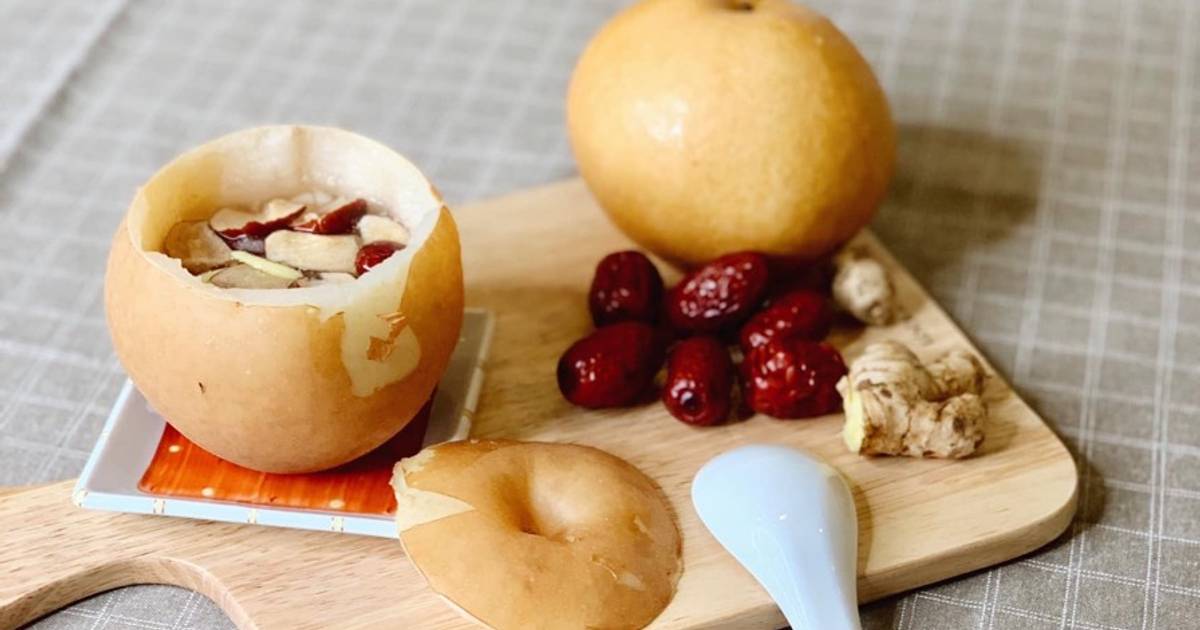 Lê hấp táo đỏ trị ho