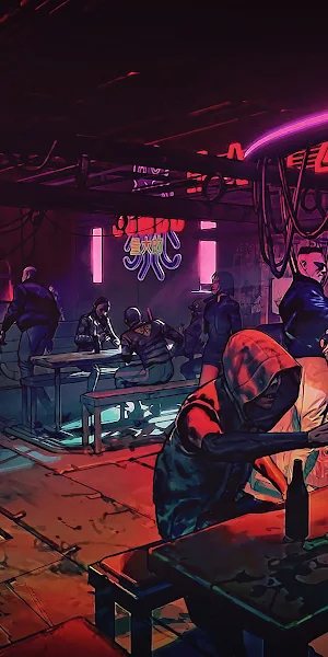 Cyberpunk, Neon, Bar, Futuristic 4K Wallpaper Background