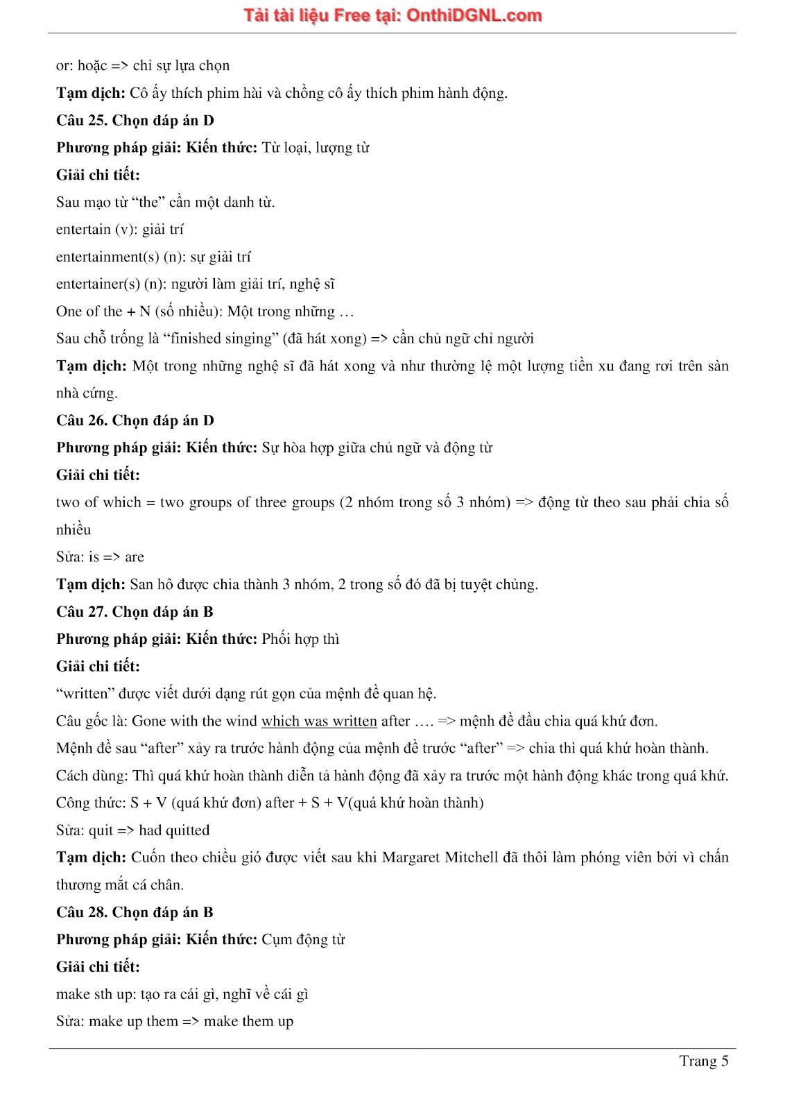 800 bài tập môn Tiếng Anh - Ôn thi ĐGNL ĐHQG TP HCM Phần 20