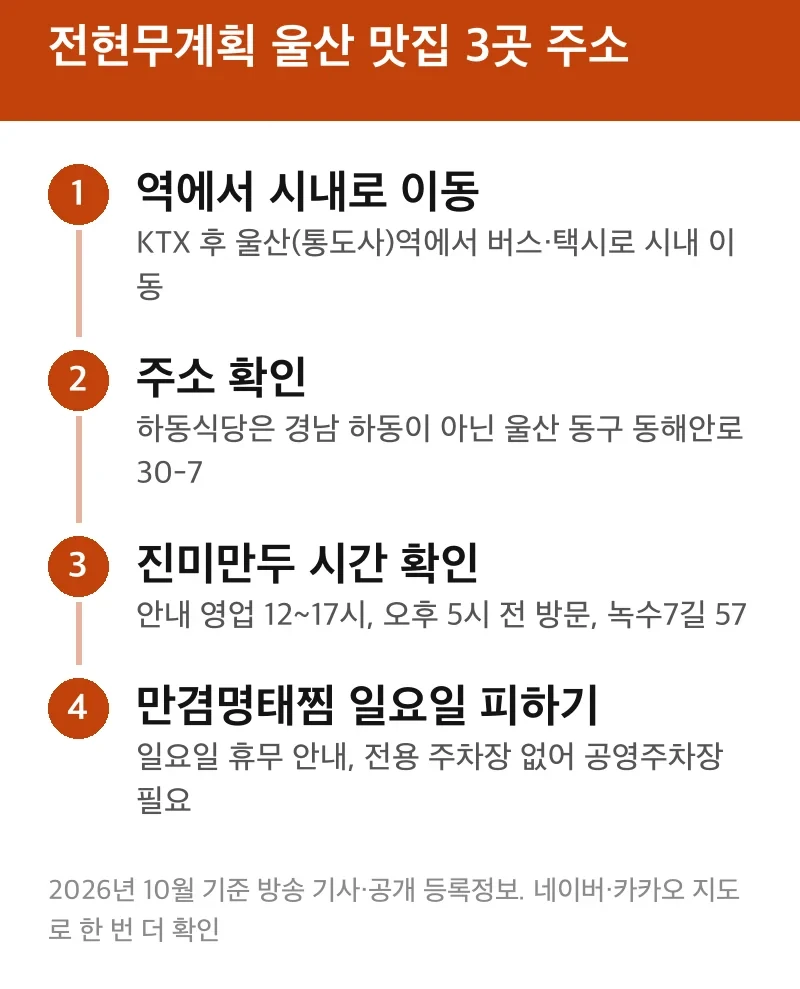 전현무계획 울산 맛집 3곳 주소