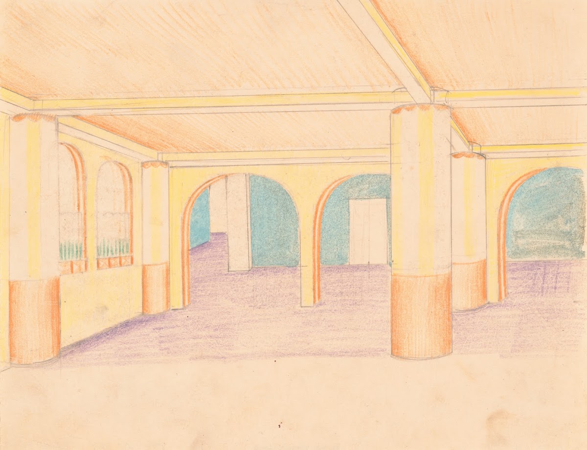 Interior design drawings for unidentified rooms Sketch for interior possibly hot
