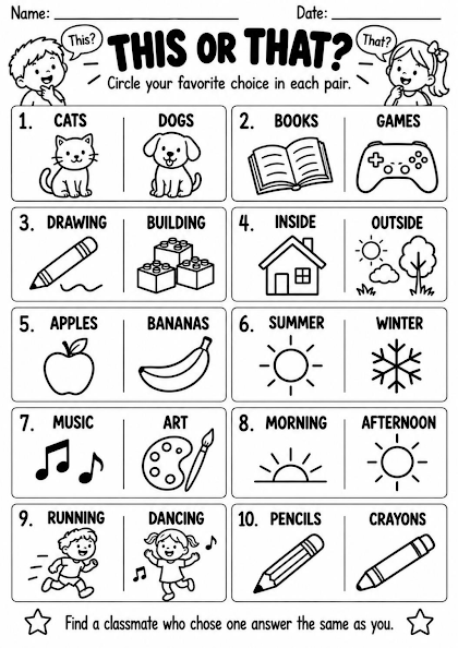 This or That Worksheet