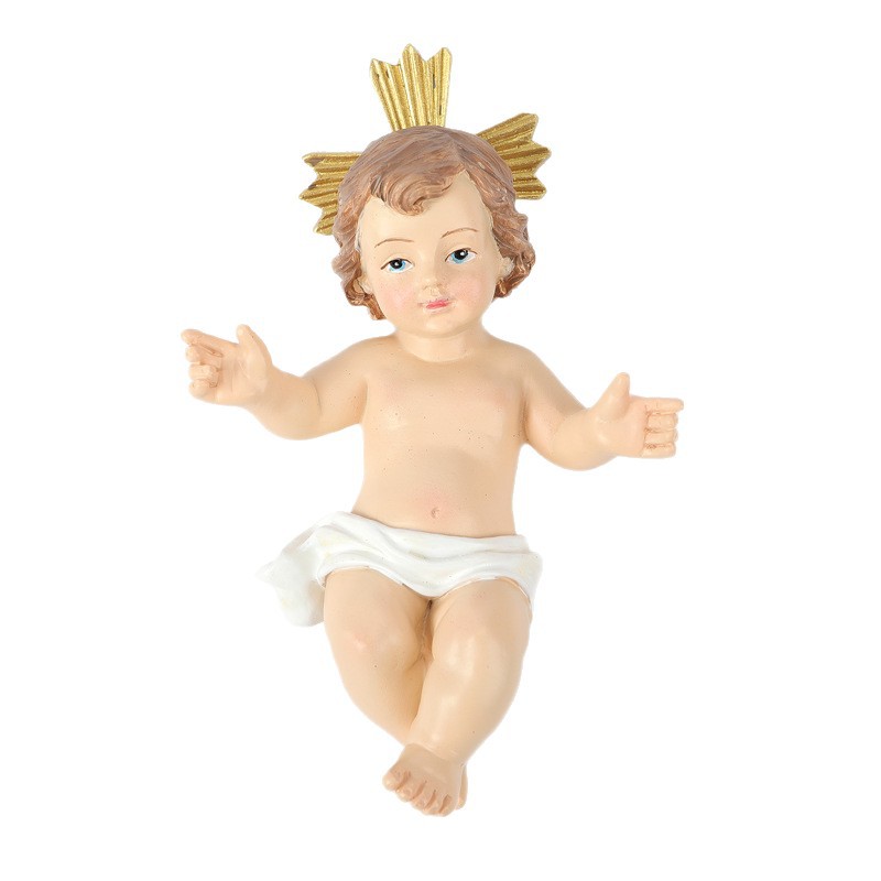 Christmas nativity scene with baby Jesus, resin