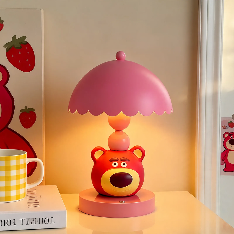 Sweet Strawberry Bear Table Lamp for Kids
